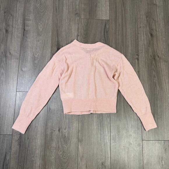 Madewell Alpaca-Blend V-Neck Cardigan WMNS S Pink Button Front NU530 Cropped LS - Picture 10 of 11